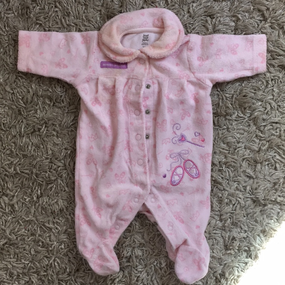 Carter NB Towel Material Footed Onesie